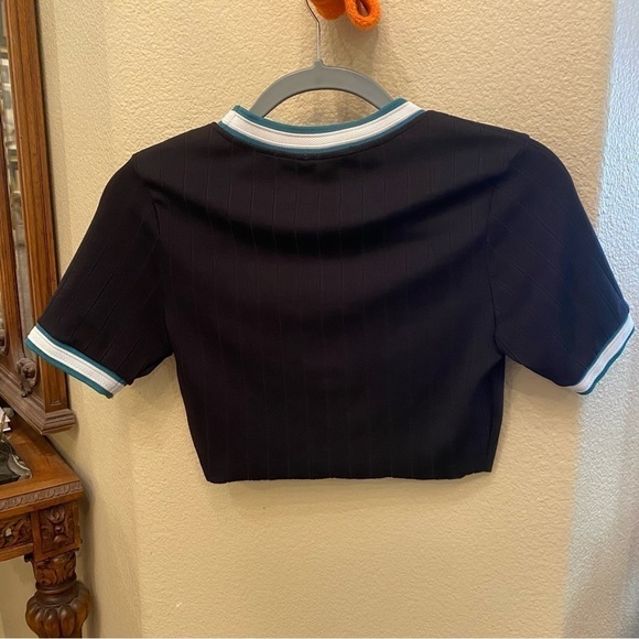 ZARA Women Green White Trim Cropped Top Size Small - Picture 5 of 7